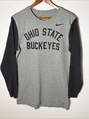 Nike Ohio State Buckeyes Long Sleeve Athletic Shirt Gray Black Men’s M”